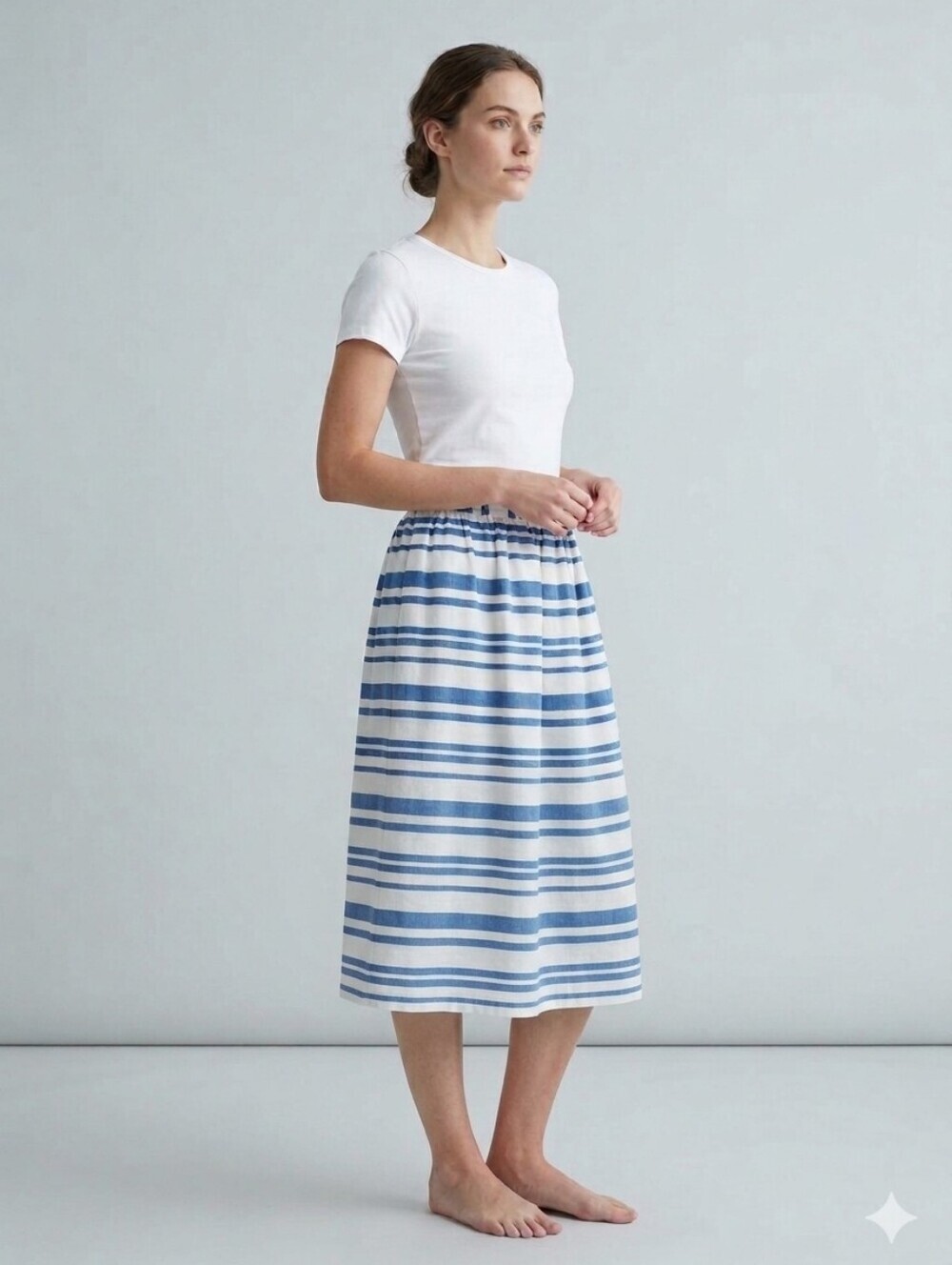 LEVI’S BLUE & WHITE STRIPED MIDI SKIRT XS